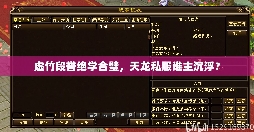 虚竹段誉绝学合璧，天龙私服谁主沉浮？